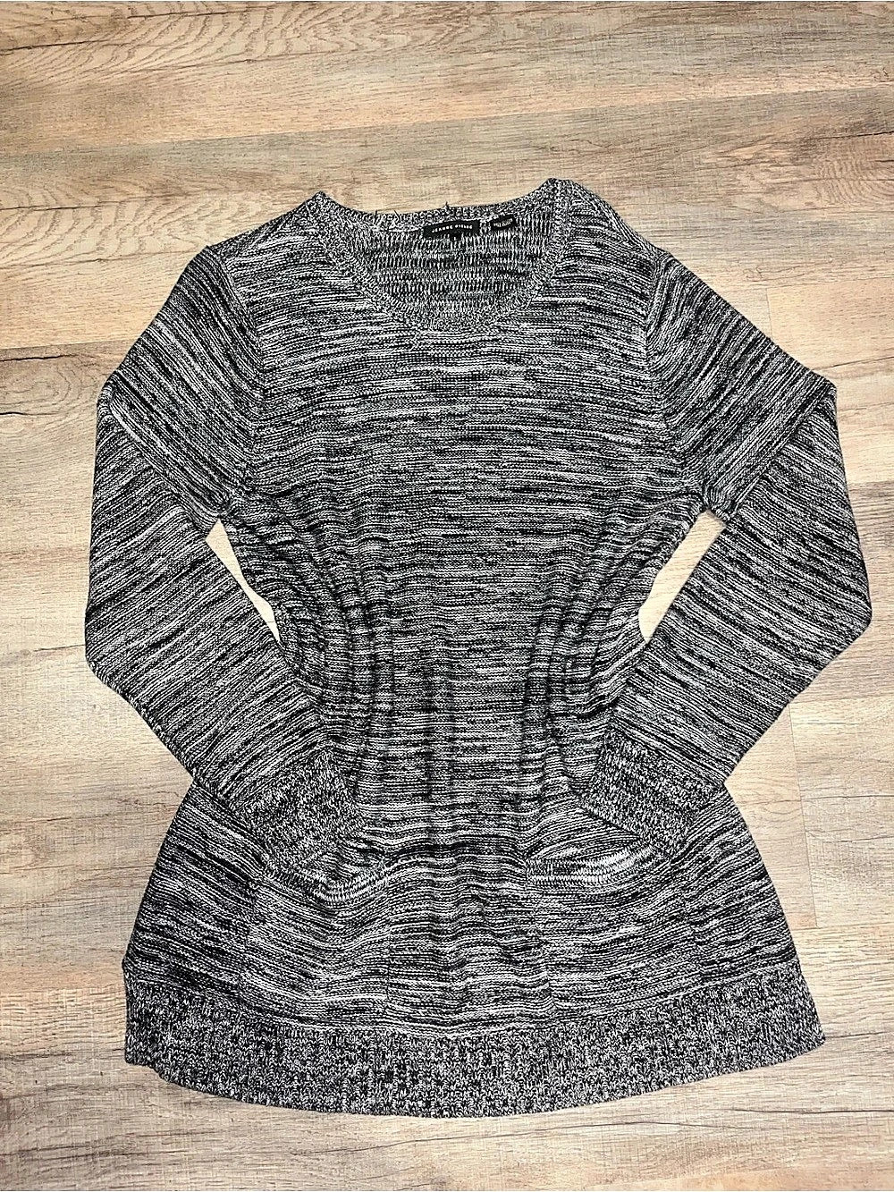 Jeanne Pierre 100% Cotton Tunic Length Sweater in Black & White size M